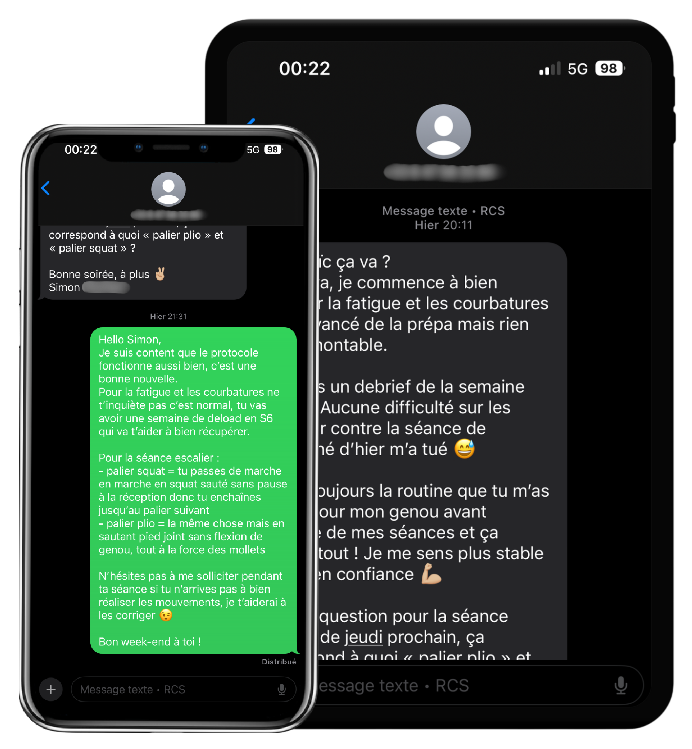 Conversation et suivi physio sport training